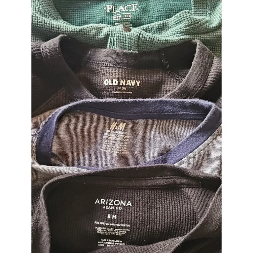 Old Navy H&M Arizona Boys Waffle Knit Thermal Long Sleeve Shirt Lot Size 8 Multi